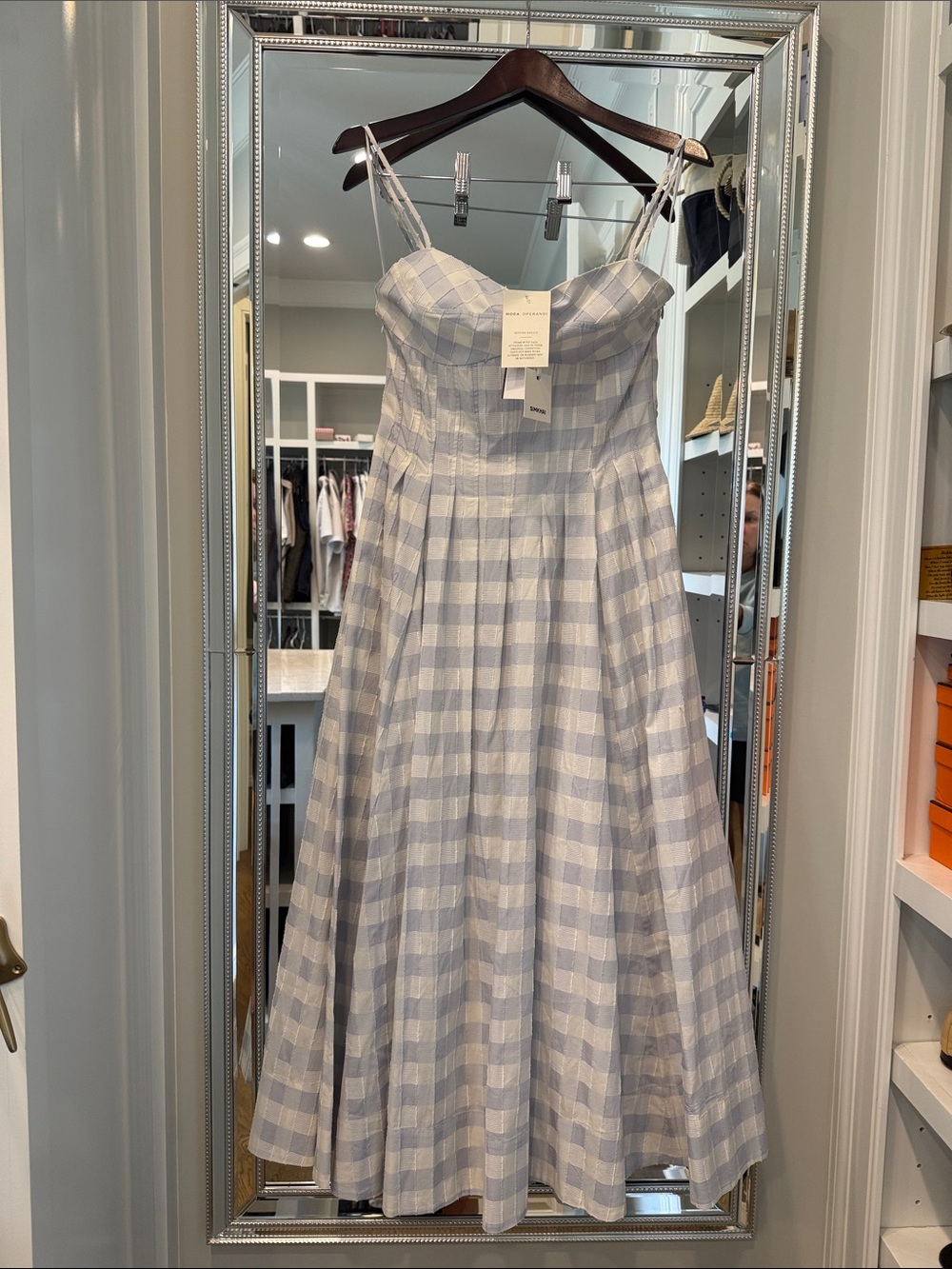 Johnathan Simkhai kittiya dress blue gingham check size 4. NWT